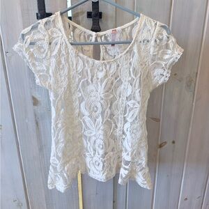 Mauve Lace Short Sleeve Blo